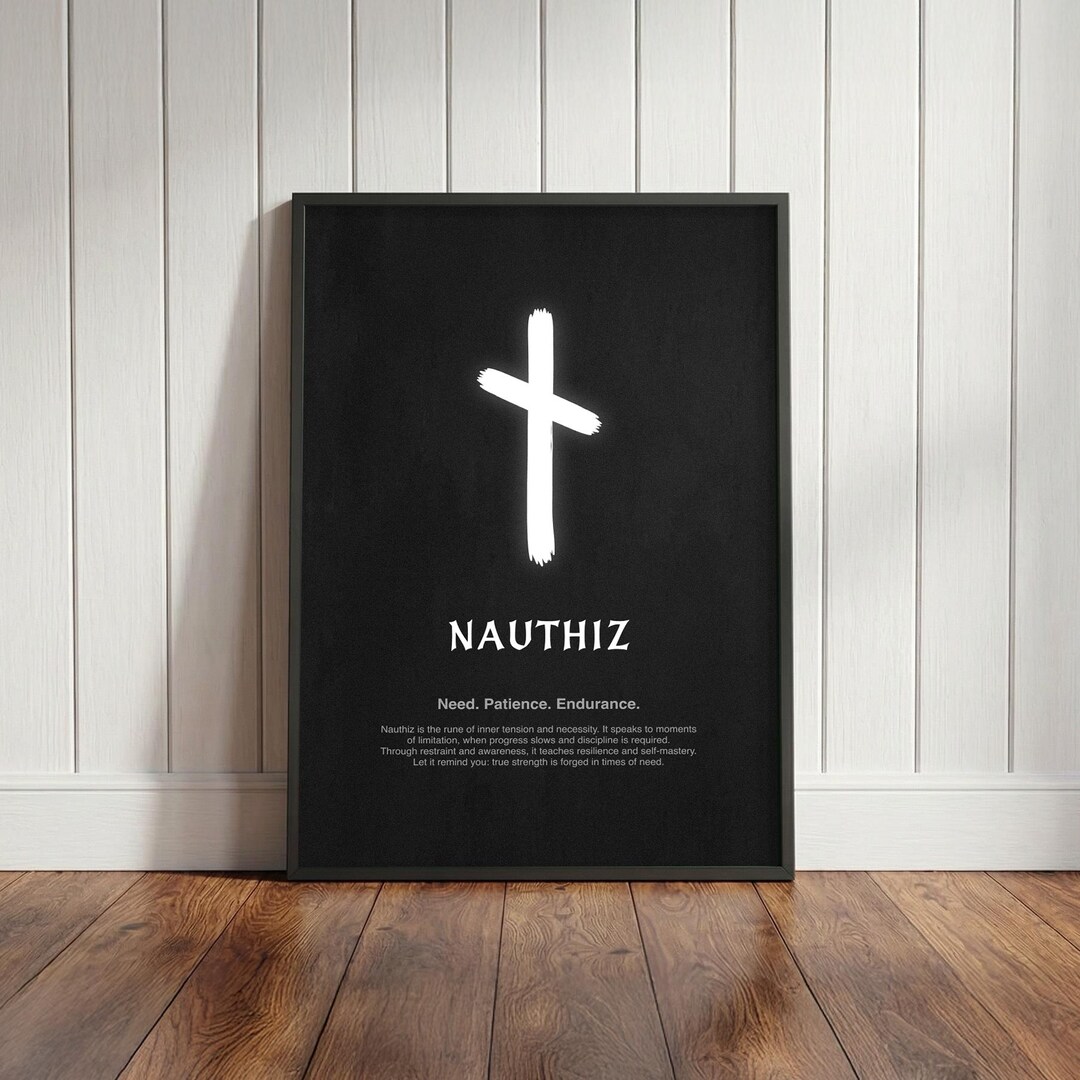 Nauthiz Rune Art Print | Norse Mythology Wall Decor - Etsy