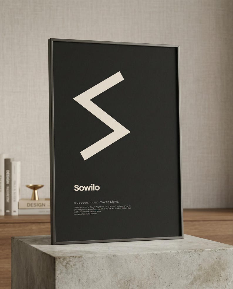 Sowilo Rune Wall Art, Norse Symbol of Success and Light - Etsy