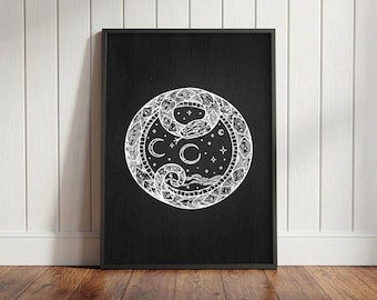 Ouroboros Snake Wall Art - Alchemie Celestial Serpent Decor