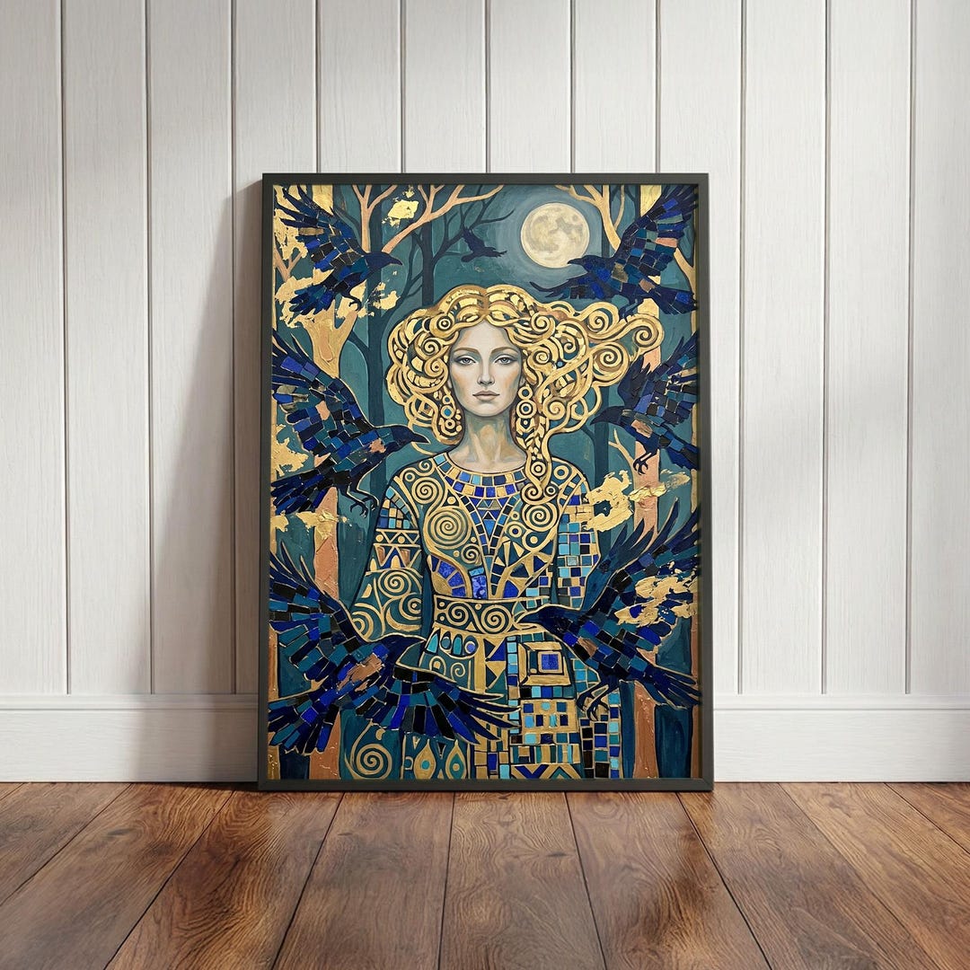 Art Nouveau Goddess Poster, Klimt Inspired Wall Art, Gold Mosaic ...