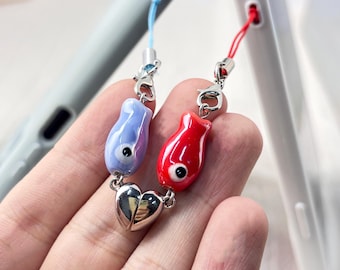 Couple keychains, matching keychains, magnetic fish keychain, cute keychain, fish keychain, matching keychain, cute keychains, keychain set