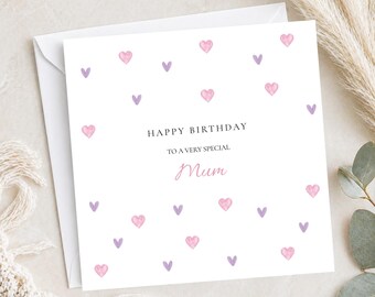 Personalised Hearts Birthday Card | Hearts Design, Birthday Card for Her | Mum, Daughter, Auntie, Niece, Friend