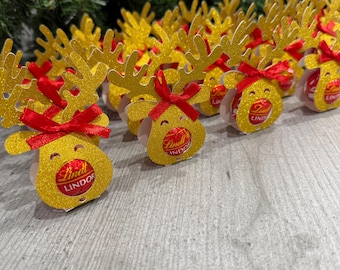Glitter Reindeer Chocolate Favour – Christmas Lindt Truffle Gift