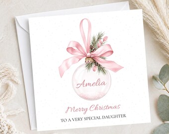 Personalised Bauble Christmas Card, Christmas Bauble, Custom Card, Personalised Christmas Card for Daughter Son Granddaughter Grandson