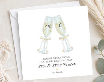 Champagne Flutes Wedding Card for Special Newly Married Couple