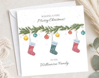 Personalised Christmas Card, Stocking Christmas Card, Custom  Stocking Christmas Card, Christmas Card for Family, Friends