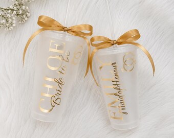 Personalised Bridal Party Tumbler | Custom Name Bride Tribe Cup with Straw