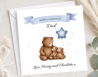 Personalised Father's Day Card | From 1 or 2 children | Bear Family Design