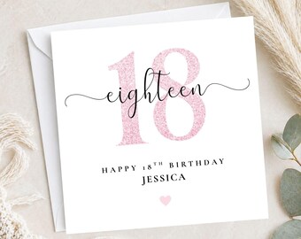 Glitter Age and Name Birthday Card