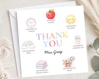 Personalised Teacher Thank You Card | End of School Year
