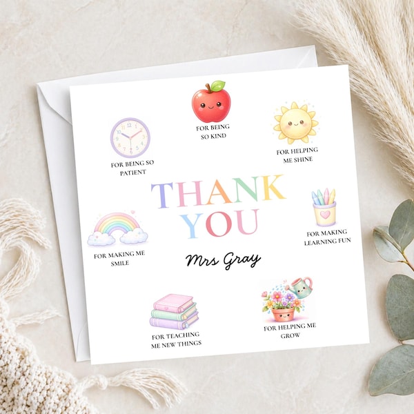 Personalised Teacher Thank You Card | End of School Year