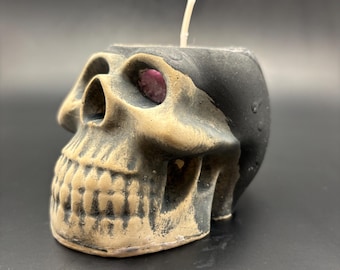 Handmade skull candle, Soy wax candle, Reusable candle holder, Dripping wax skull, Halloween candle, Horror candle, Candles, Spooky candle