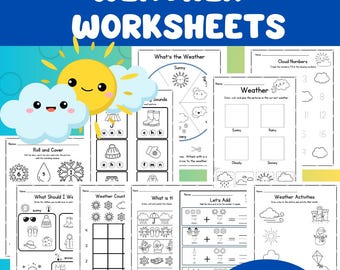 Hojas de trabajo con actividades sobre el clima: preescolar y jardín de infantes (25 páginas)