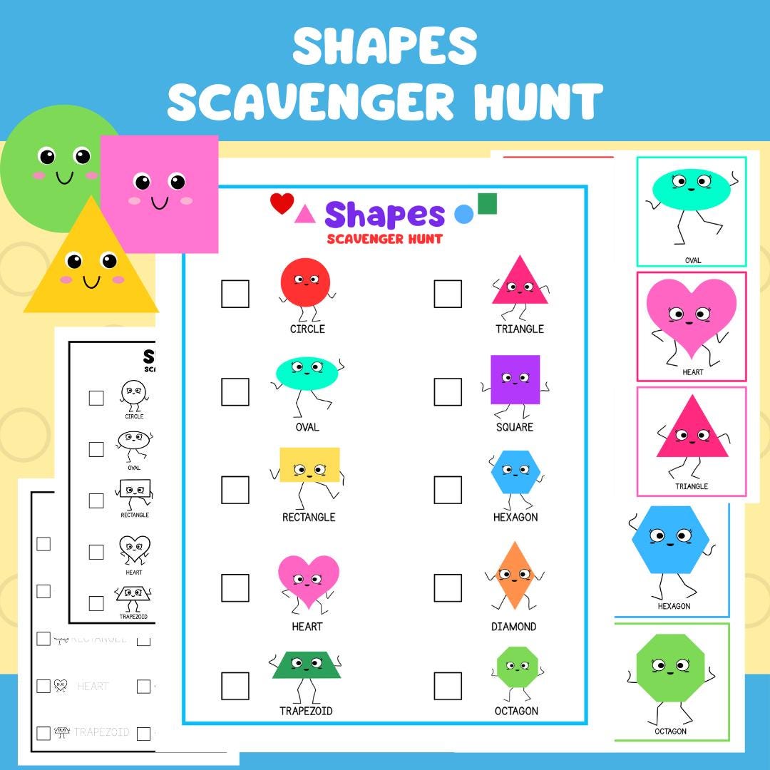 Shapes Scavenger Hunt for Kids - Printable PDF - Etsy
