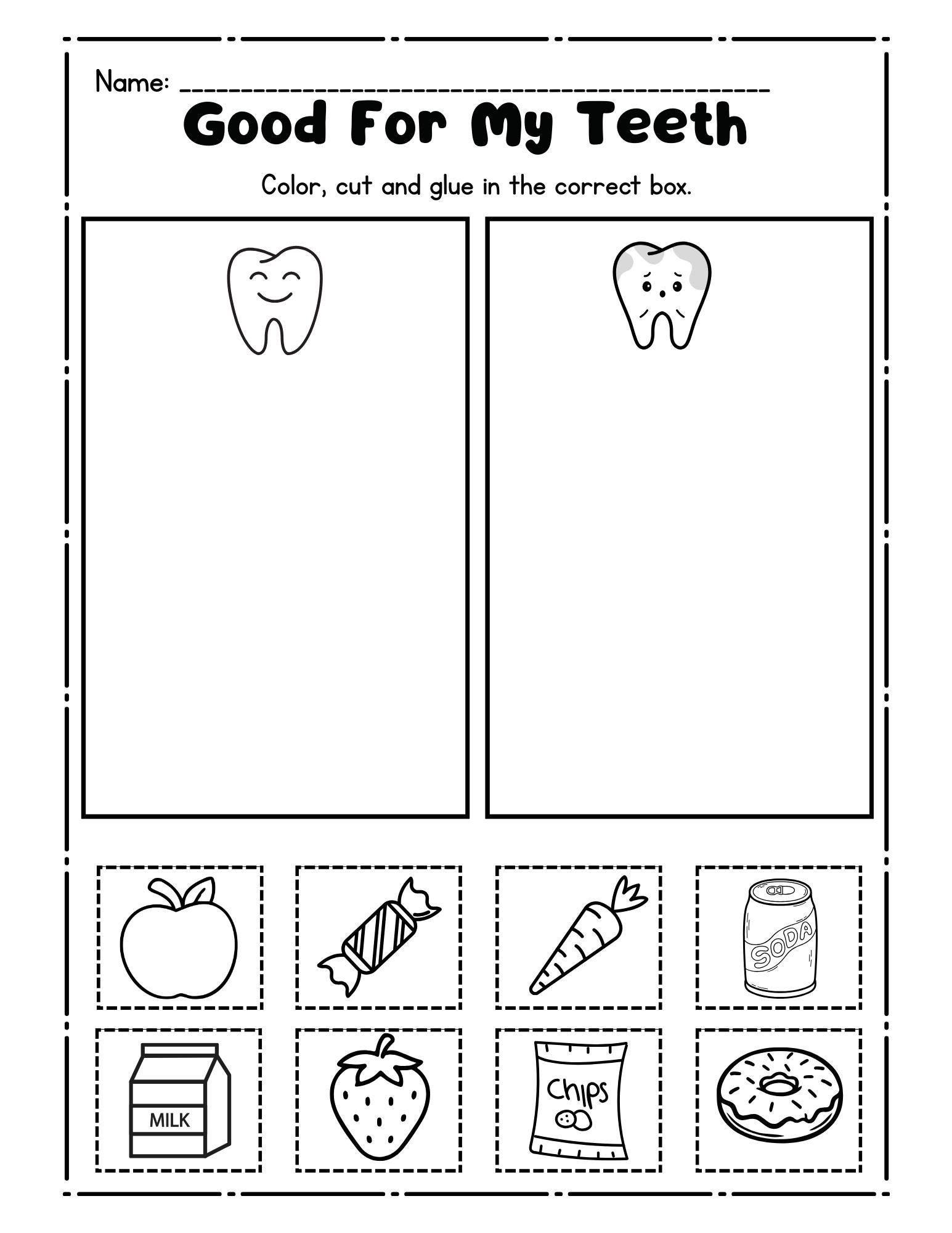 Color By Math Teeth Teeth and Dental Activity Worksheets: Preschool Literacy, Math, Numbers ...