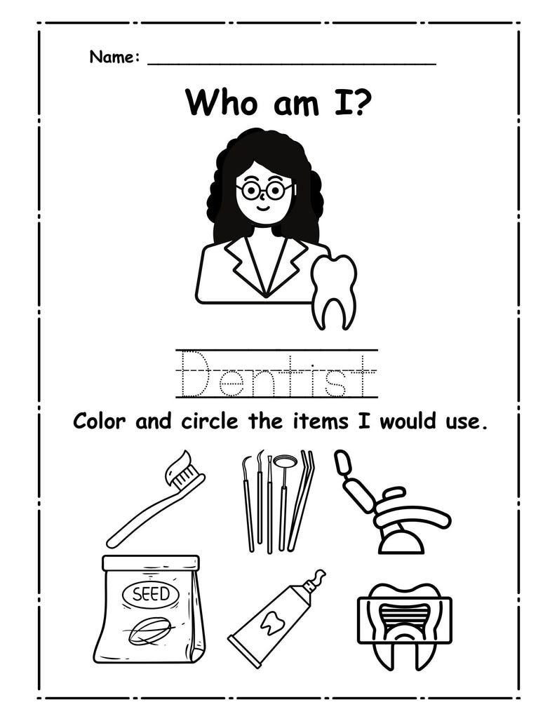 Worksheet Toothpaste Community Helpers Activity Worksheets for Preschool and Kindergarten - Etsy