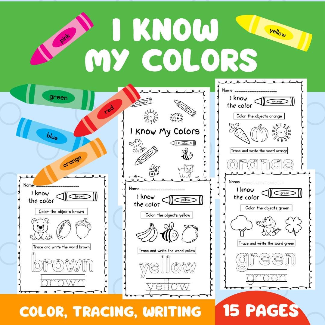 Colors Learning Worksheet – Trace, Write & Color for Preschool and ...