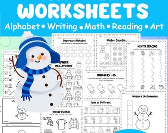 Winter Activity Worksheet Packet: Preschool & Kindergarten (45 Pages)