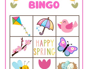 Tarjetas de bingo de primavera sencillas para niños