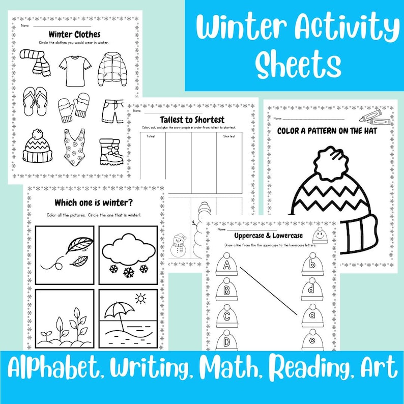 Winter Activity Worksheet Packet: Preschool & Kindergarten (45 Pages ...