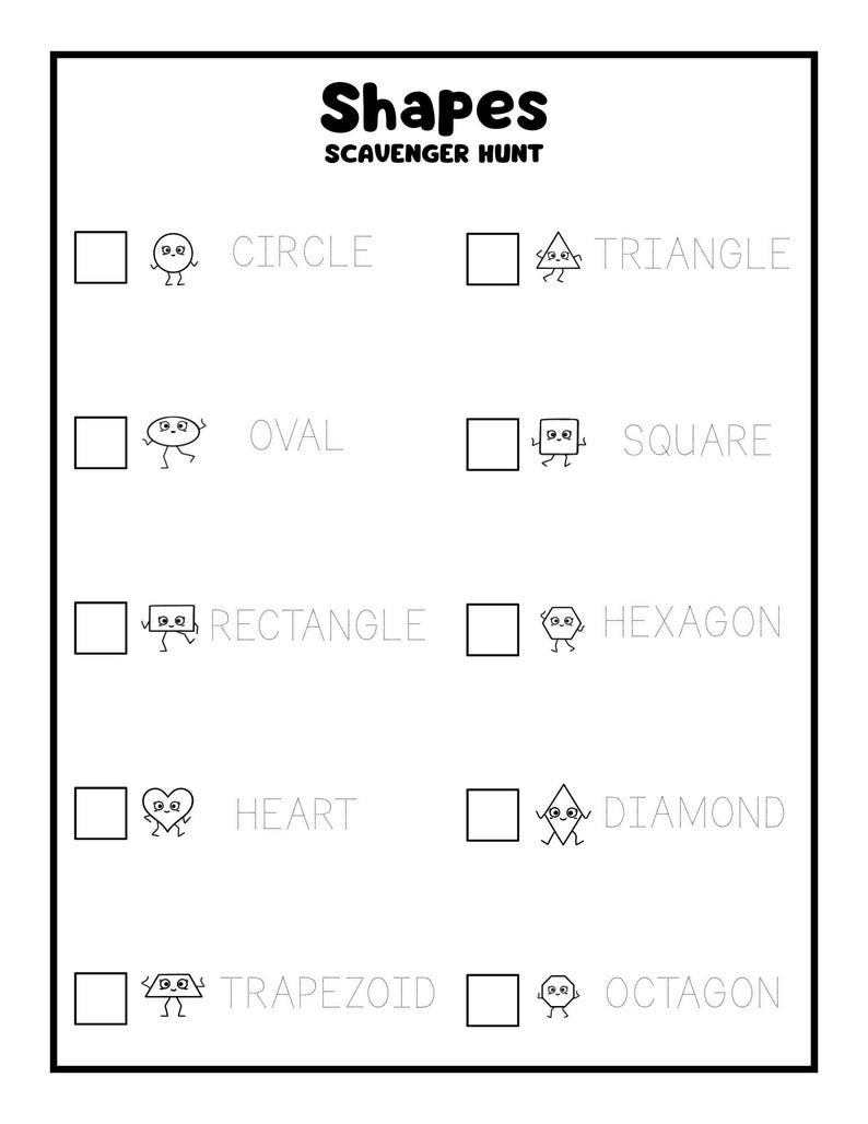 Shapes Scavenger Hunt for Kids - Printable PDF - Etsy
