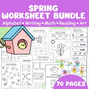 Spring Activity Worksheet Bundle: Preschool & Kindergarten (70 Pages)