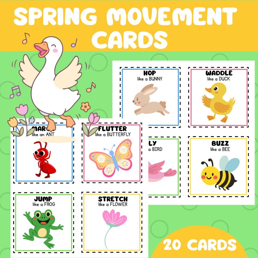 Spring Movement Cards - Brain Break - Easter - Printable PDF - Etsy