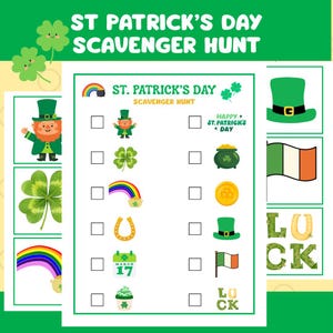 St. Patrick's Day Scavenger Hunt for Kids - Printable PDF