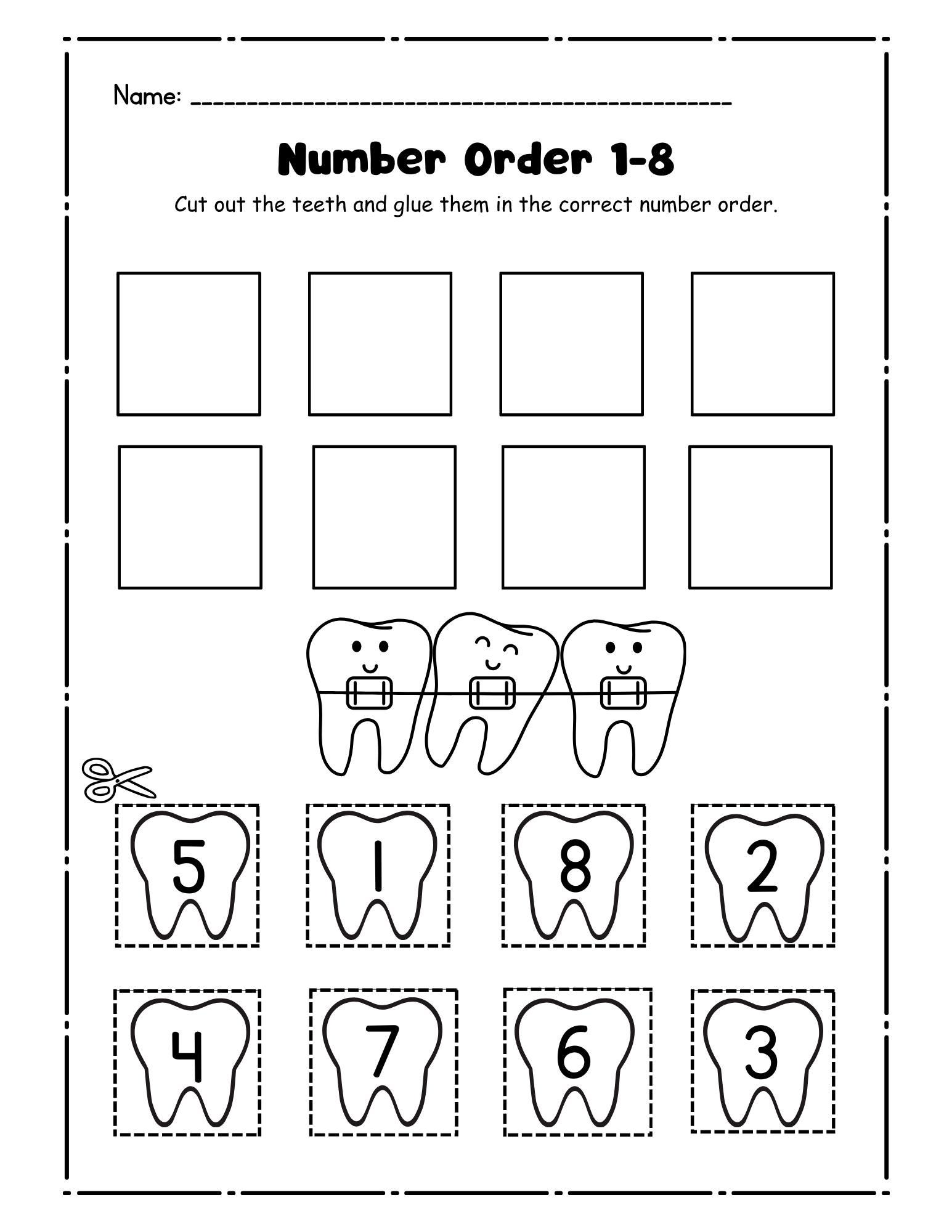 Teeth and Dental Activity Worksheets: Preschool Literacy, Math, Numbers ...