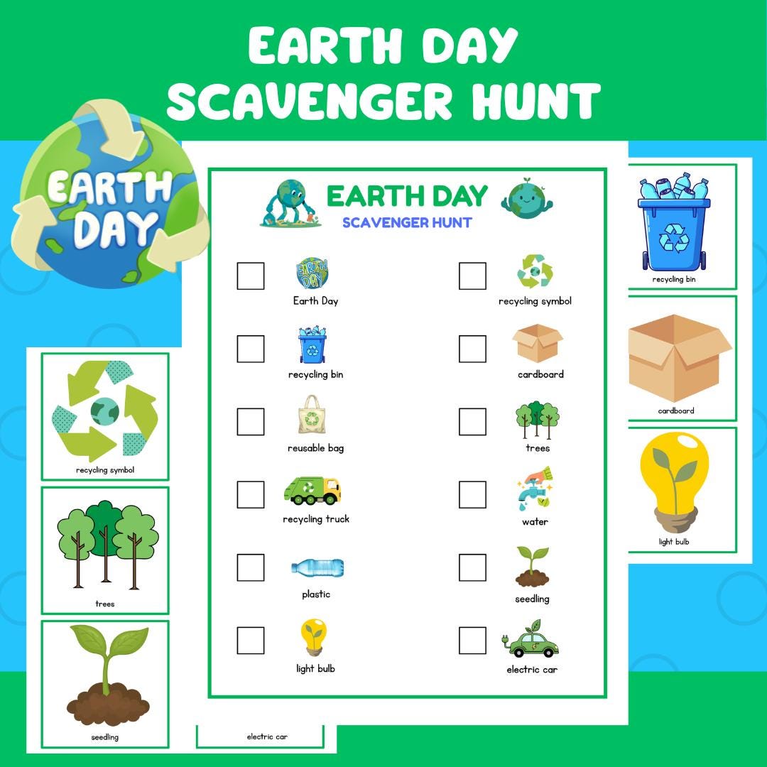 Earth Day Scavenger Hunt for Kids - Printable PDF - Etsy