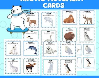 Arctic Animal Movement Cards – Gross Motor Skills, Brain Break (PDF Download)