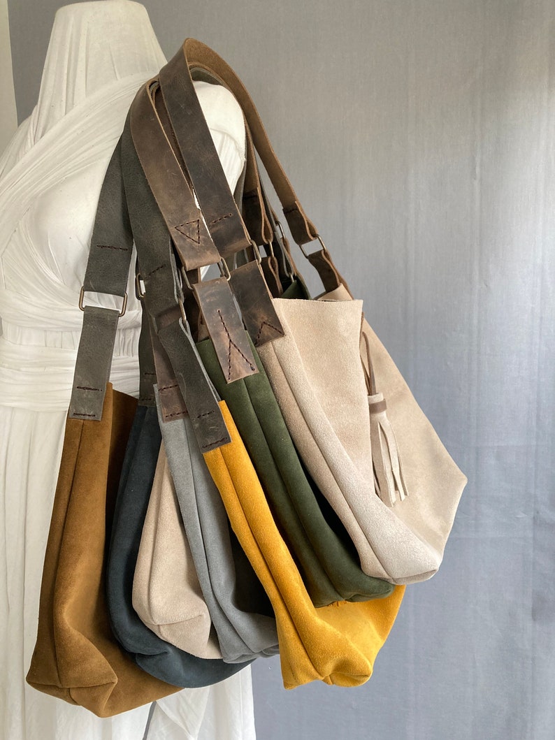 Suede Hobo Bag Mustard Yellow Suede Shoulder Bag Fringed Etsy