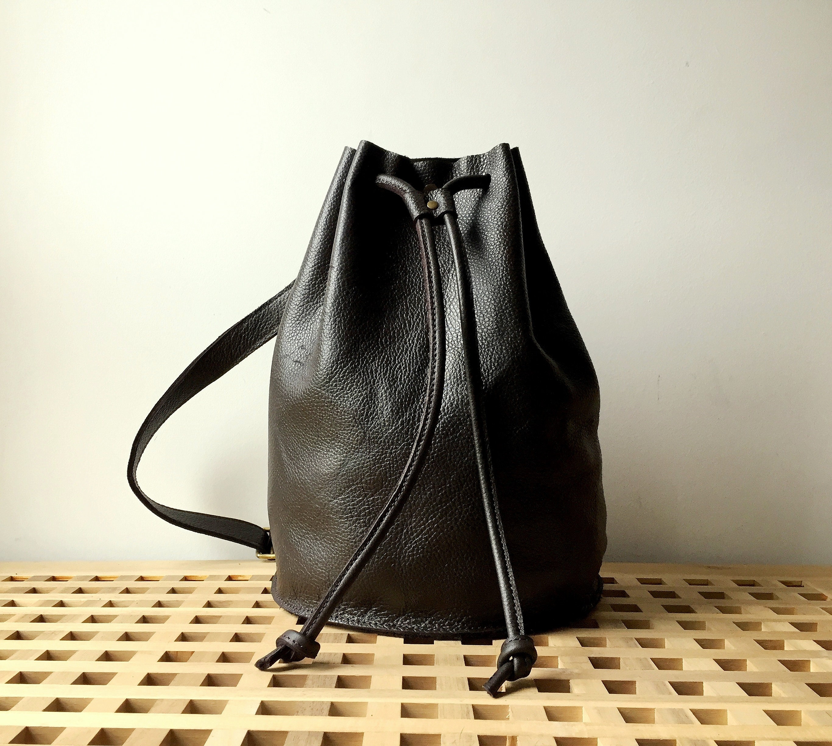 leather bucket backpack