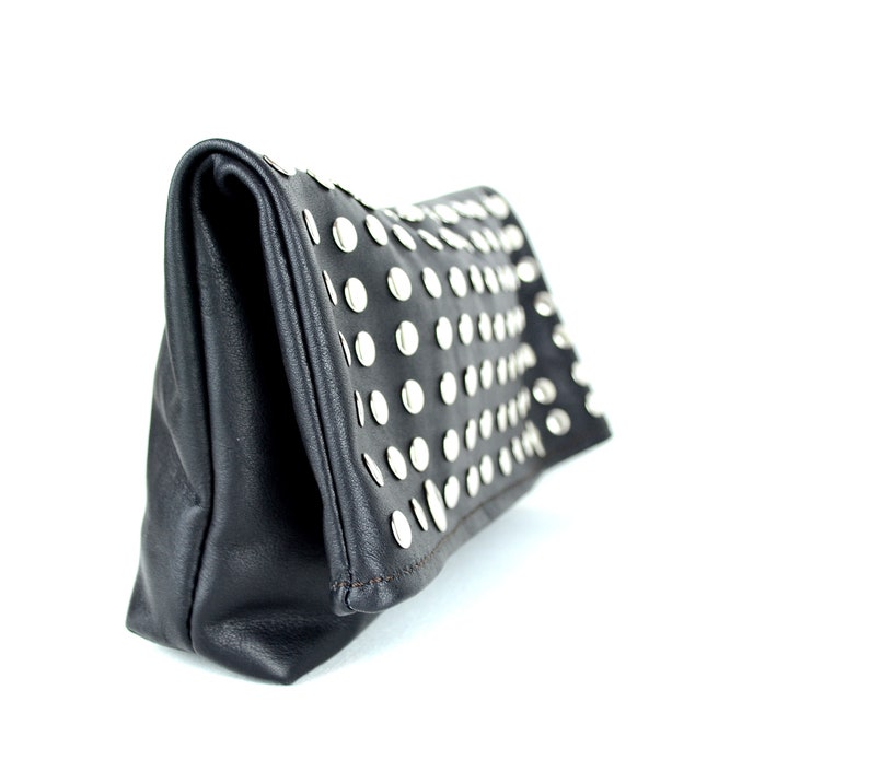 Black Studded Clutch Handbag Clutch Black Leather Clutch Purse Etsy