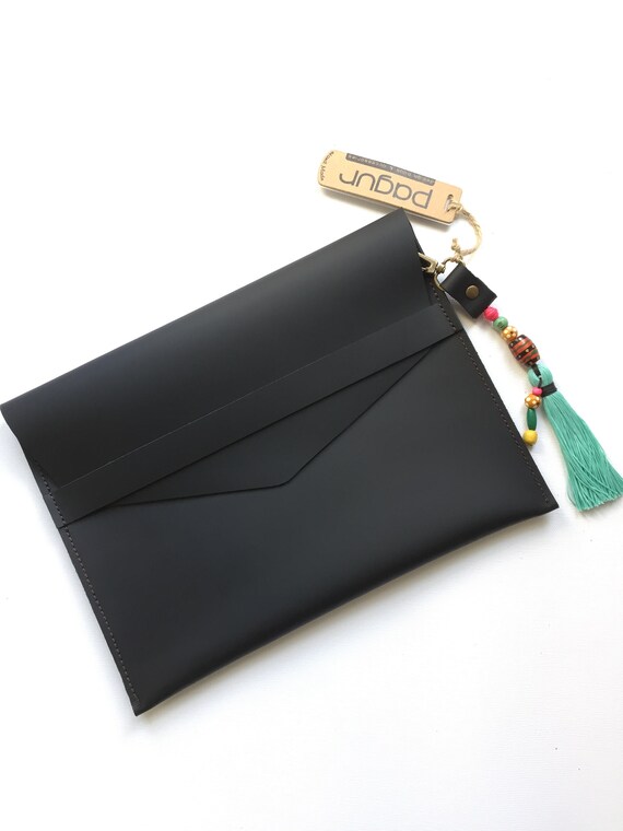 Leather Portfolio Black Leather Envelope Clutch Leather Etsy