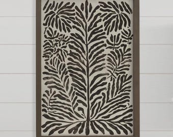 Botanical Leaf Pattern Canvas Art - Nature Wall Decor with Framed 6x10" Giclee Print