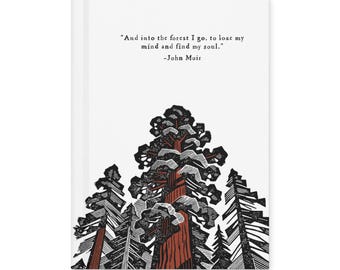 Nature Themed Hardcover Journal with John Muir Quote, Lined Pages, Outdoor Travel Notebook