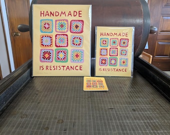 Envelopes Included Granny Square Art Print, Handmade Is Resistance, Signed 5x7 or 8x10