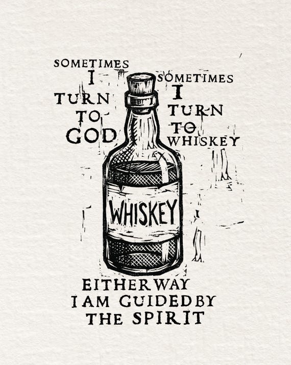 Whiskey Relief Print: Vintage Bar Art, Man Cave Decor