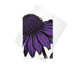 Purple Coneflower Floral greeting cards, Small 3.5x5 inches, blank inside, illustration with Envelopes