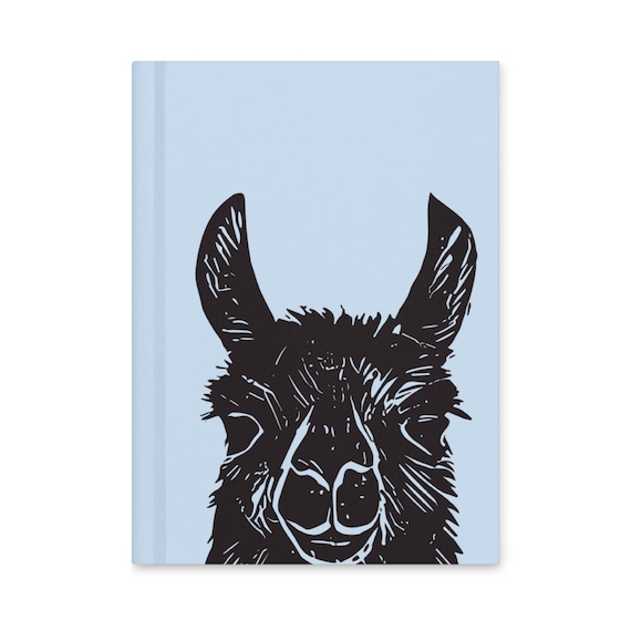 Llama Hardcover Journal, Lined Pages, Blue Cover, Animal Lover Gift