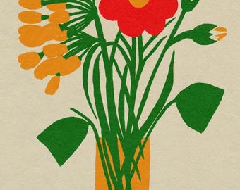 Floral Wall Art Print 8x10, Colorful Bouquet Giclee on Archival Matte Paper