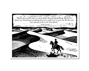 Paulo Coehlo Quote Relief Print and Illustration, The Alchemist, Printed on 1870's Press