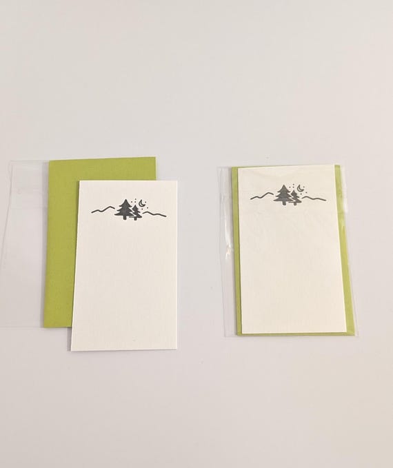 Mountains Letterpress Enclosure Card Set, 2" x 3.5" with Envelope, 6-Pack