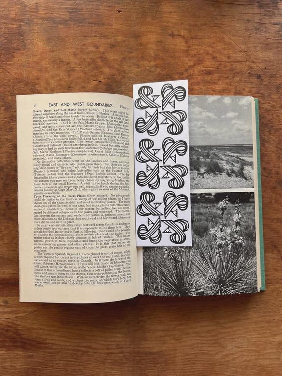 Ampersand Bibliophile Gift, Hand-carved Linocut Bookmarks 2x6 inches, Unique Block Print
