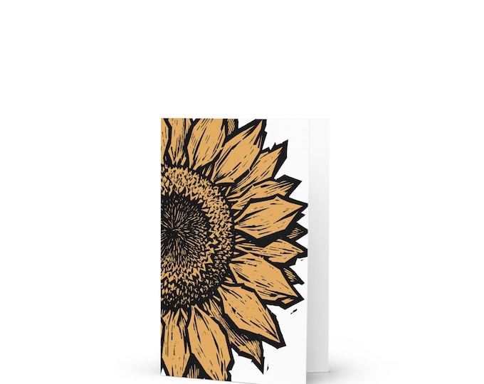Featured listing image: Sunflower greeting cards, 4x6 inches blank inside, floral illustration, handmade stationery