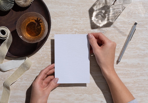 Handmade Blank Greeting Card 10-Pack with Kraft Envelopes | Notecards for Birthdays, Thank You