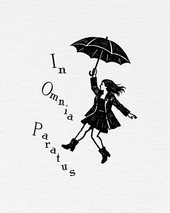 In Omnia Paratus Gilmore Girls Relief Print, Monochrome Typography Art, Handcrafted 4x5 Inch