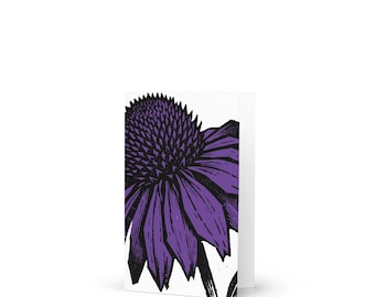 Purple Coneflower Floral greeting cards, Small 3.5x5 inches, blank inside, illustration with Envelopes