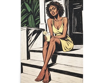 Mara's Yellow Sundress, Illustration from Six Saturdays: A Novelette by Dahlia Zamora